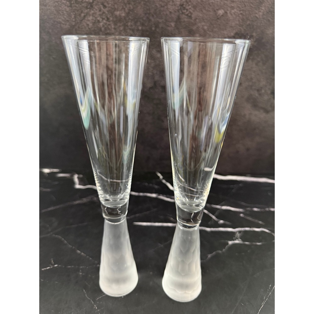Set of TWO MCM‎ Hammered Glass 10" Champagne Flutes ~ Roost San Francisco?